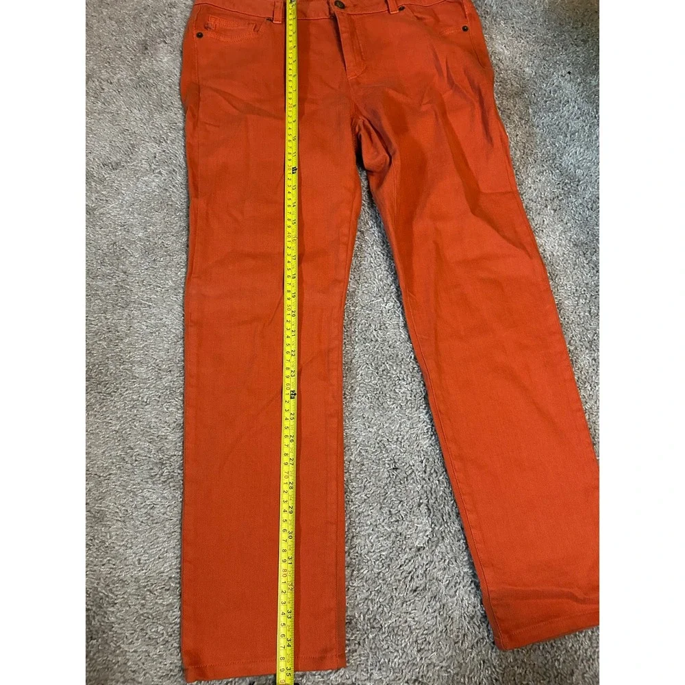Michael Kors Pants Women 8 Orange Persimmon Stretch Cotton Slim Straight